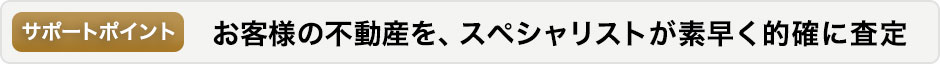 お客様の不動産を、スペシャリストが素早く的確に査定